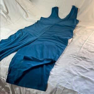 Cuddl Duds Blue Sleeveless Wide Leg Jumpsuit